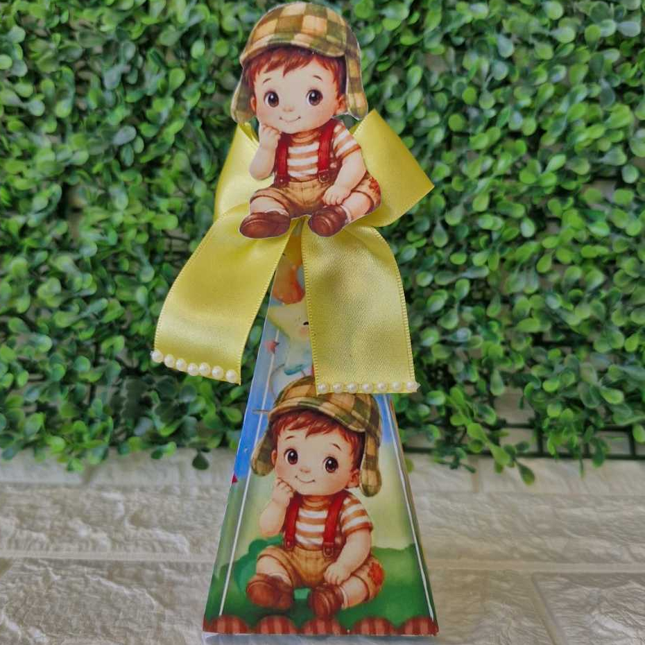 Kit Caixa Pirâmide Tema Turma do Chaves Bebê -  Caixinhas Personalizadas - Lembrancinhas de Aniversário