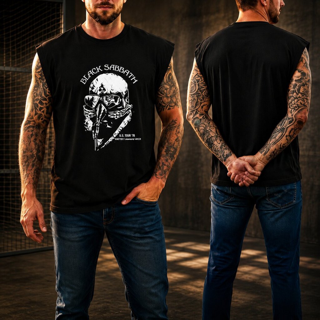 Camiseta Regata Machão Oversized Plus Size Algodão Premium Confortável G1 ao G5 Black Sabbath