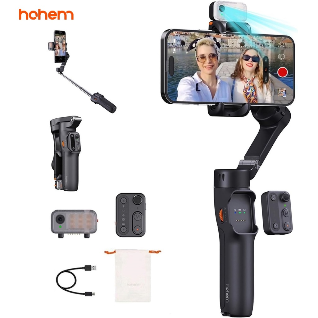Hohem iSteady V3 Estabilizador 3 Eixos para Smartphone Rastreamento IA Controle Remoto Haste Extensora de 205mm