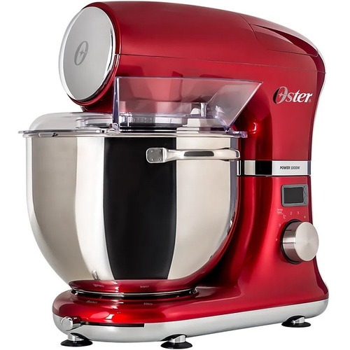 Batedeira Planetária Digital Oster Bowl Inox Vermelha