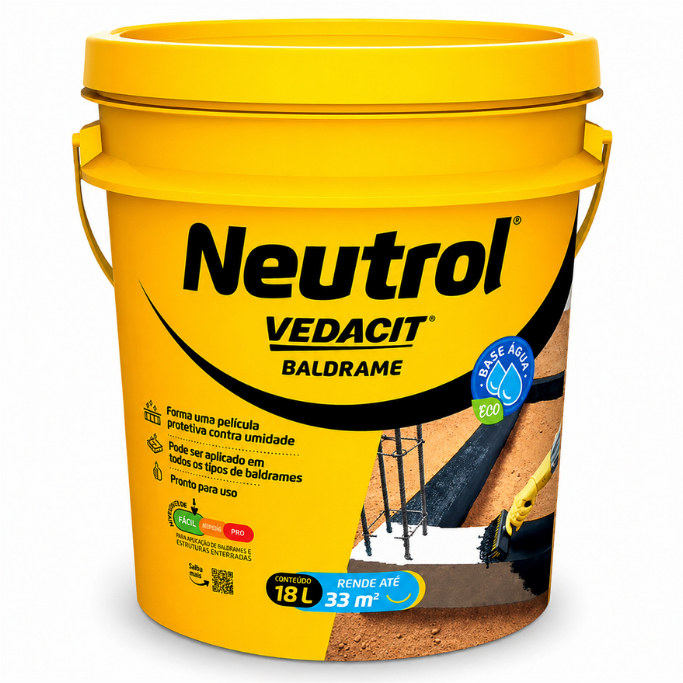 Impermeabilizante Baldrame Pintura Asfáltica Neutrol Vedacit 18L Concreto Secagem Rápida Argamassa