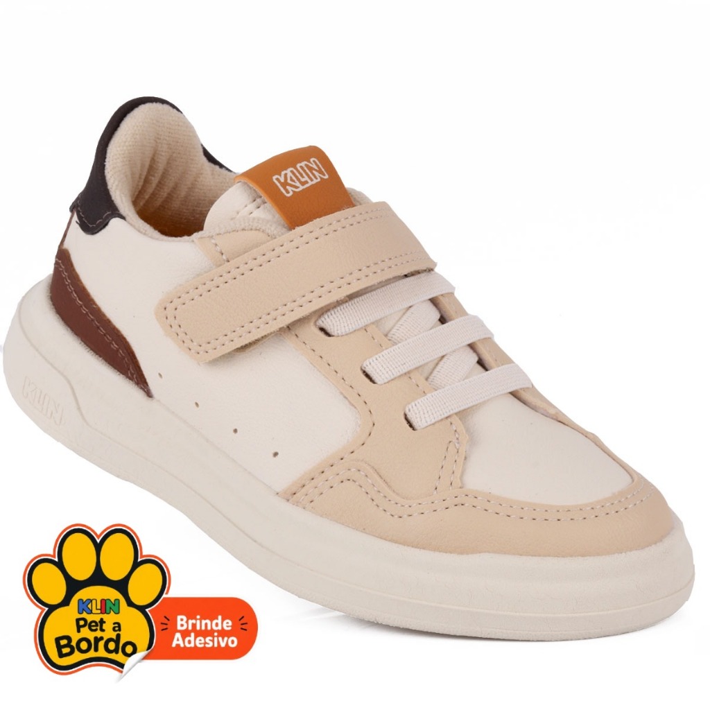 Tênis Infantil Menino Klin Original Capri Mini Off-White e Bege – Conforto e Estilo Street