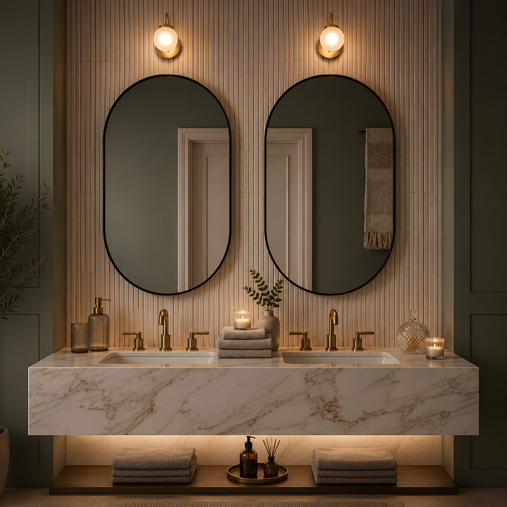 Espelho Grande 90X50cm Oval Corpo Inteiro com Moldura Alumínio para Sala Quarto Hall Closet