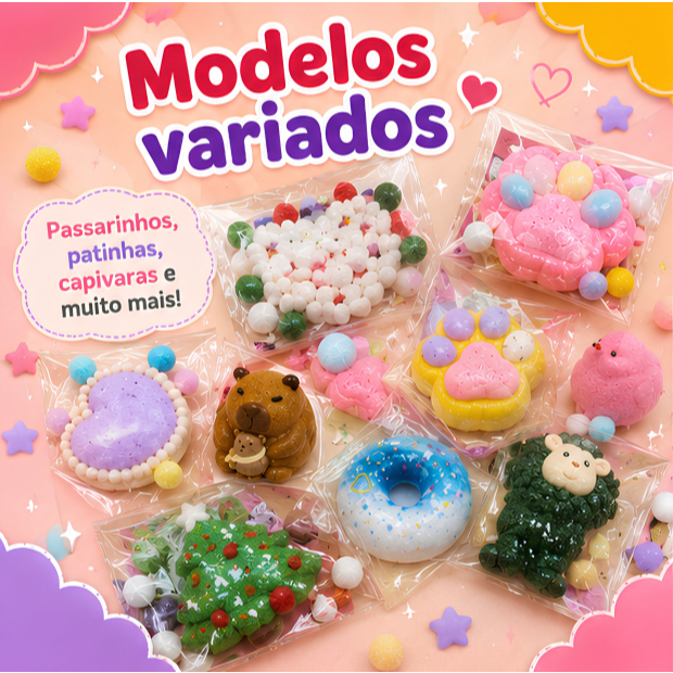 Kit 10 Squishy Anti Stress Patinha Capivara Natal Fidget Toy Macio Squeeze Brinquedo Sensorial Infantil — imagem 2 de 2