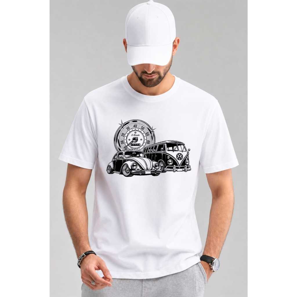 Camiseta Masculina Fusca Kombi Carros Antigos VW Vintage Retrô Carros Clássicos 100% algodão