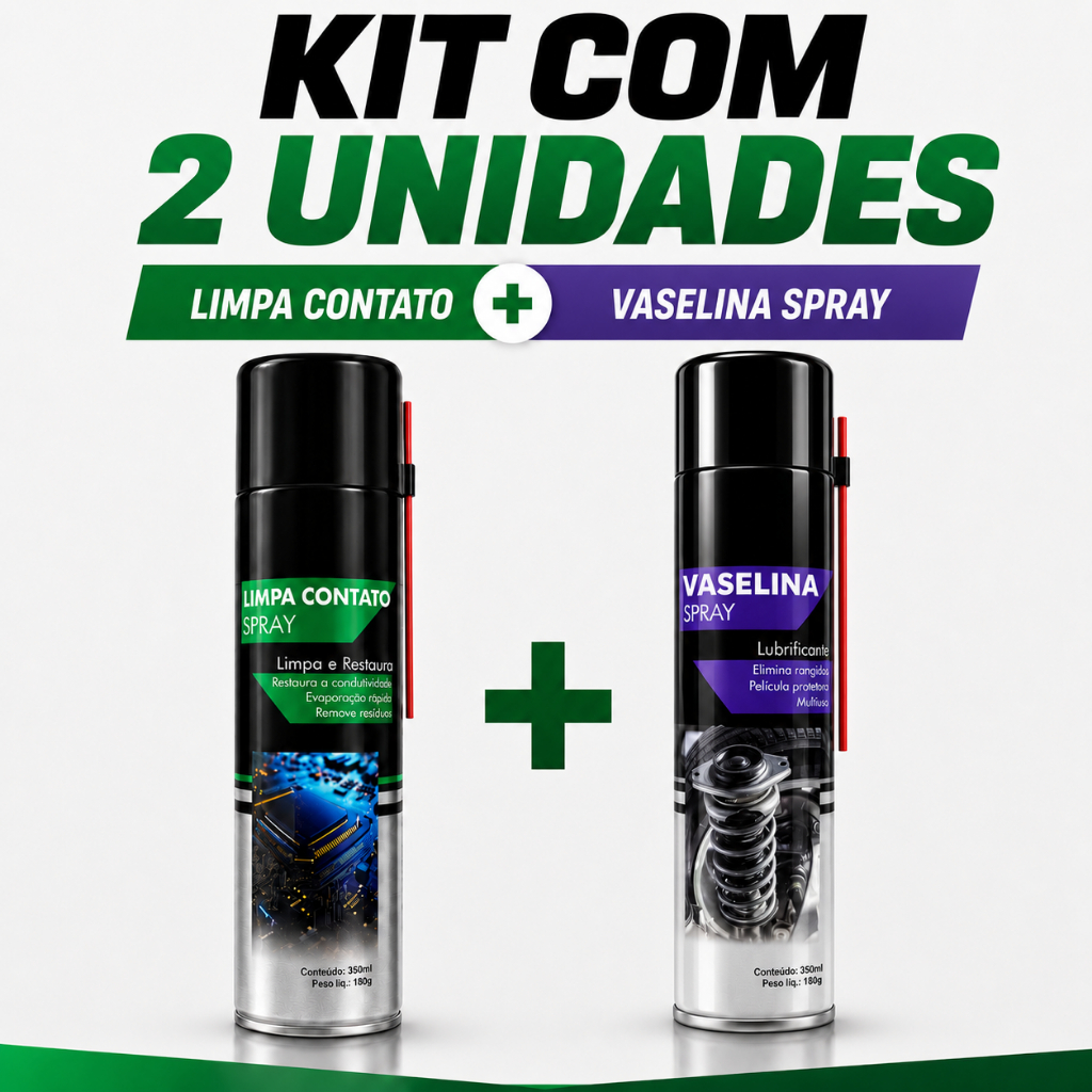KIT Limpa Contato + Vaselina Spray Lubrificante Multiuso Pelicula Protetora