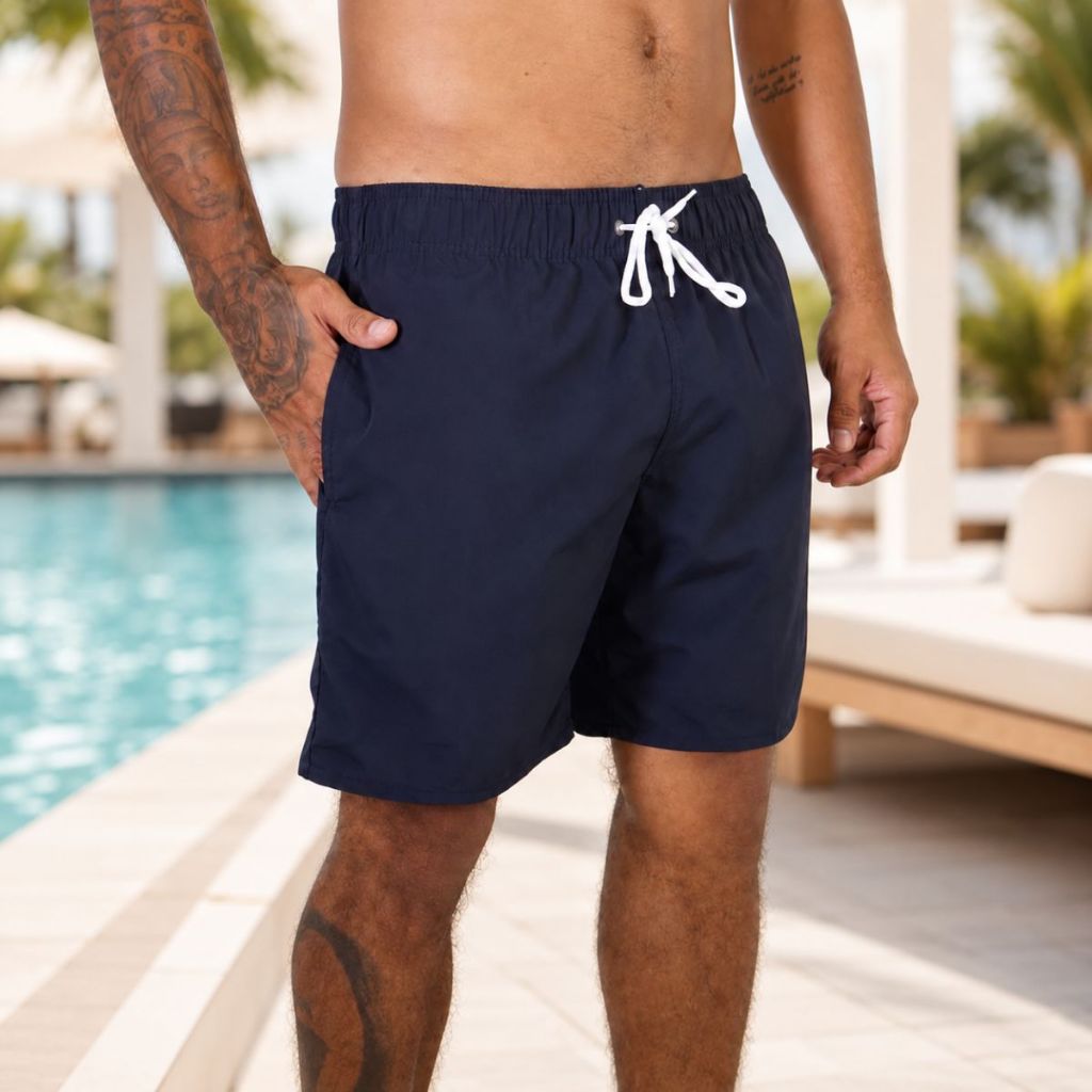 Bermuda Masculina Tactel com Elastano Lisa para Praia Academia Treino e Uso Casual Secagem Rápida
