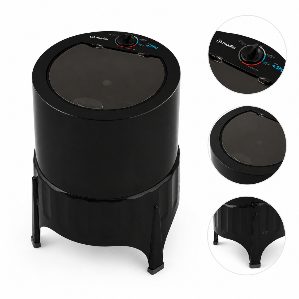 Lavadora Semiautomática Mueller Plus 4,5kg Preta 220V com 4 Programas e Lavagem por Agitação
