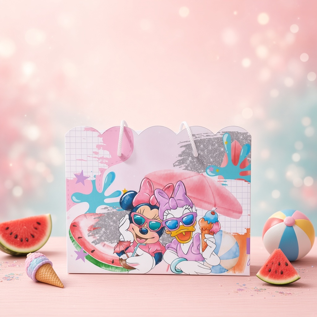 Sacolinhas Personalizadas para Festa Aniversario Lembrancinha Minnie e Margarida Pool Party