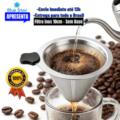 Filtro de Café Inox Reutilizável 101 – Individual, Portátil, Dupla Camada, Sustentável e Prático