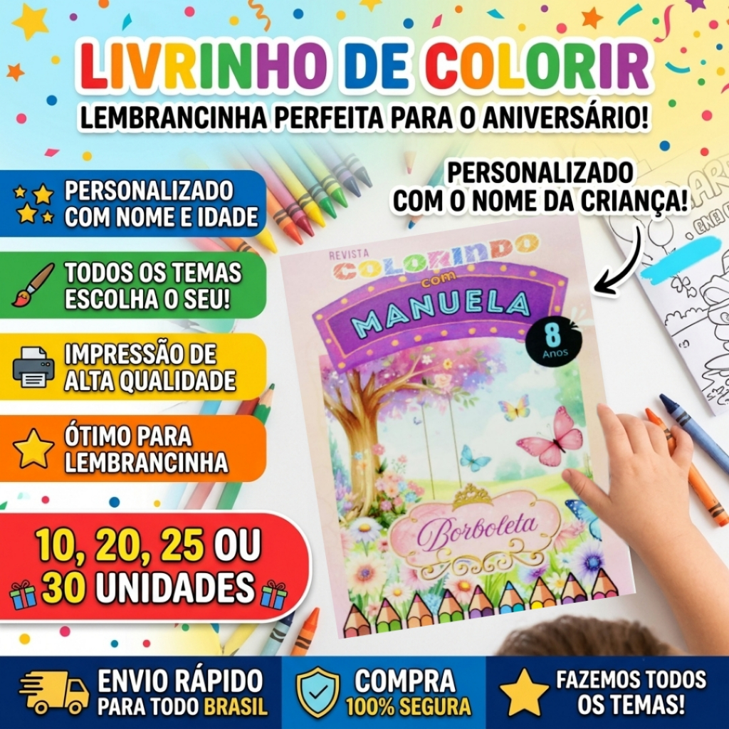 Livros/Revista De Colorir Infantil Personalizado Todos Os Temas Lembrancinha de aniversario Festas