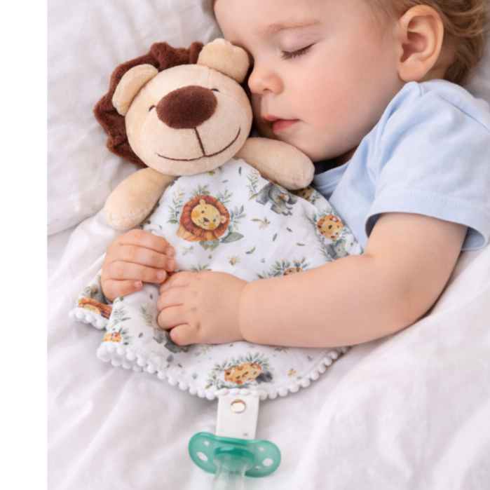 Naninha Bebê Cheirinho de dormir Ursinho Leão Elefante Antialérgica Enxoval 28cm por 28cm