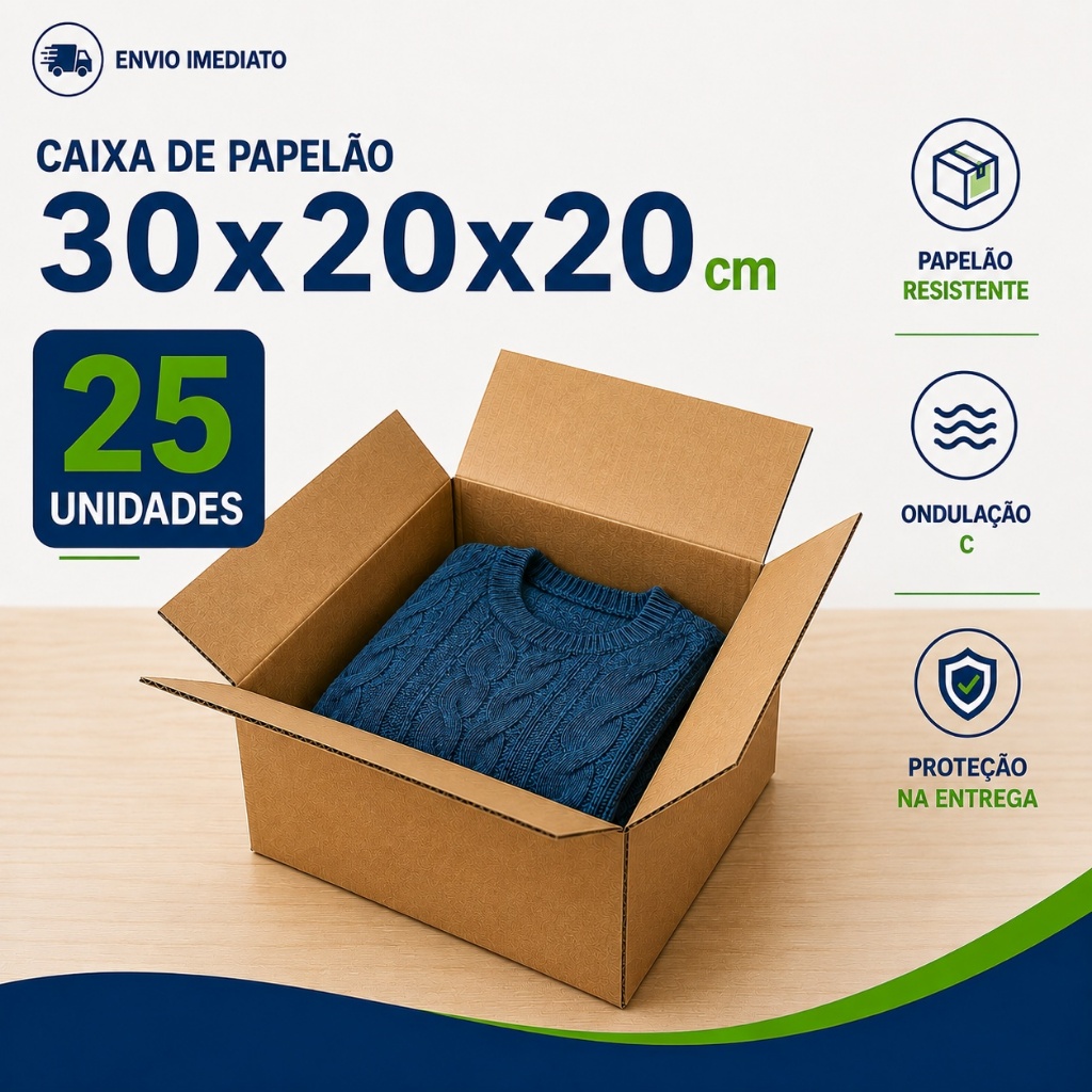 25 Caixas De Papelão Correio Pac Sedex 30x20x20 cm