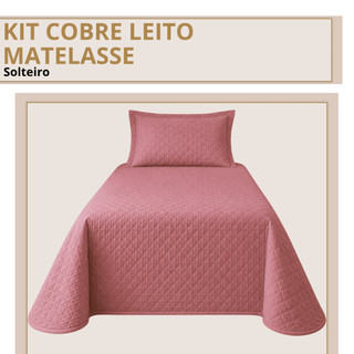 Kit Colcha Cobre Leito Solteiro Matelassê Ultrassônico 2 Peças com Porta-Travesseiro