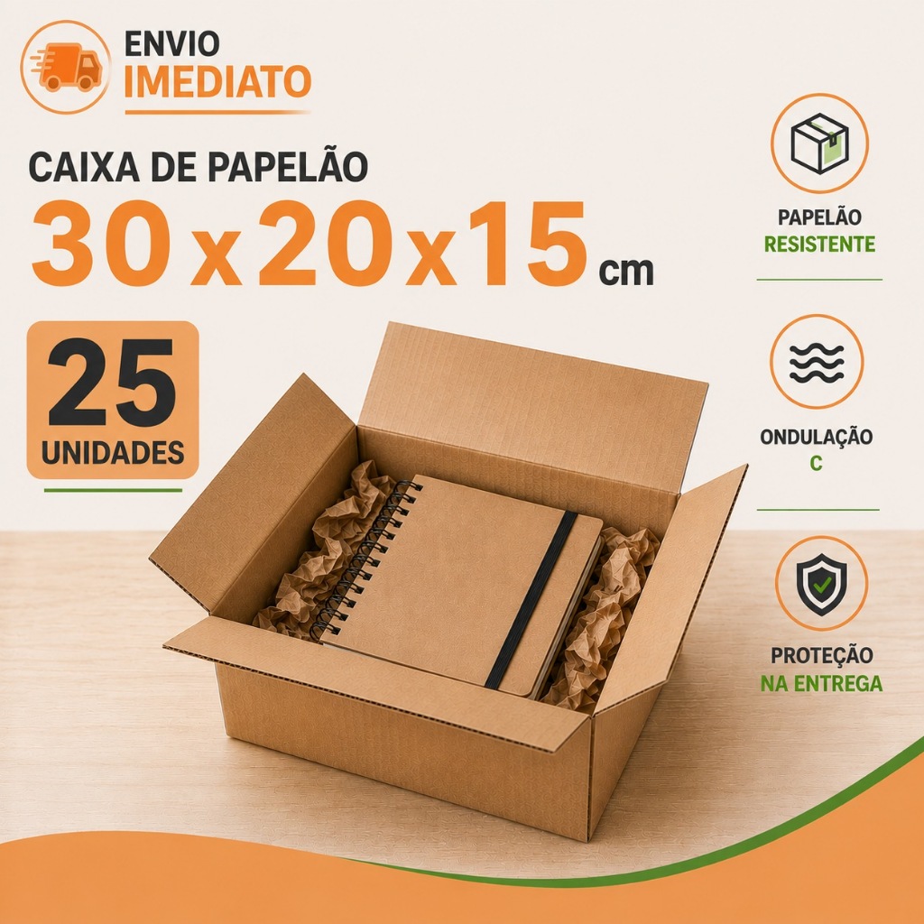 25 Caixas de Papelão E-commerce 30x20x15cm