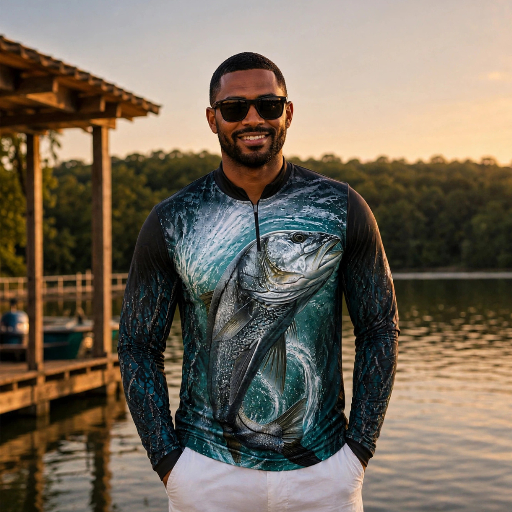 Camisetas Pesca UV Masculina Feminina Manga Longa Robalo Dourado Pescaria Proteção Solar