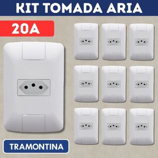 Kit Tomada 20 Amperes Linha Aria Tramontina Tomada 20A Simples 2P+T 20A
