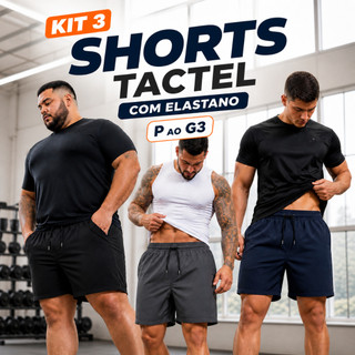 Kit 3 Bermuda Masculina Shorts Com Bolso Tactel Com Elastano Microfibra Academia Moda Praia Secagem Rápida P ao G3