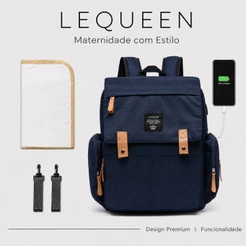 Bolsa Bebê Maternidade Lequeen Mochila Reforçada Multifuncional
