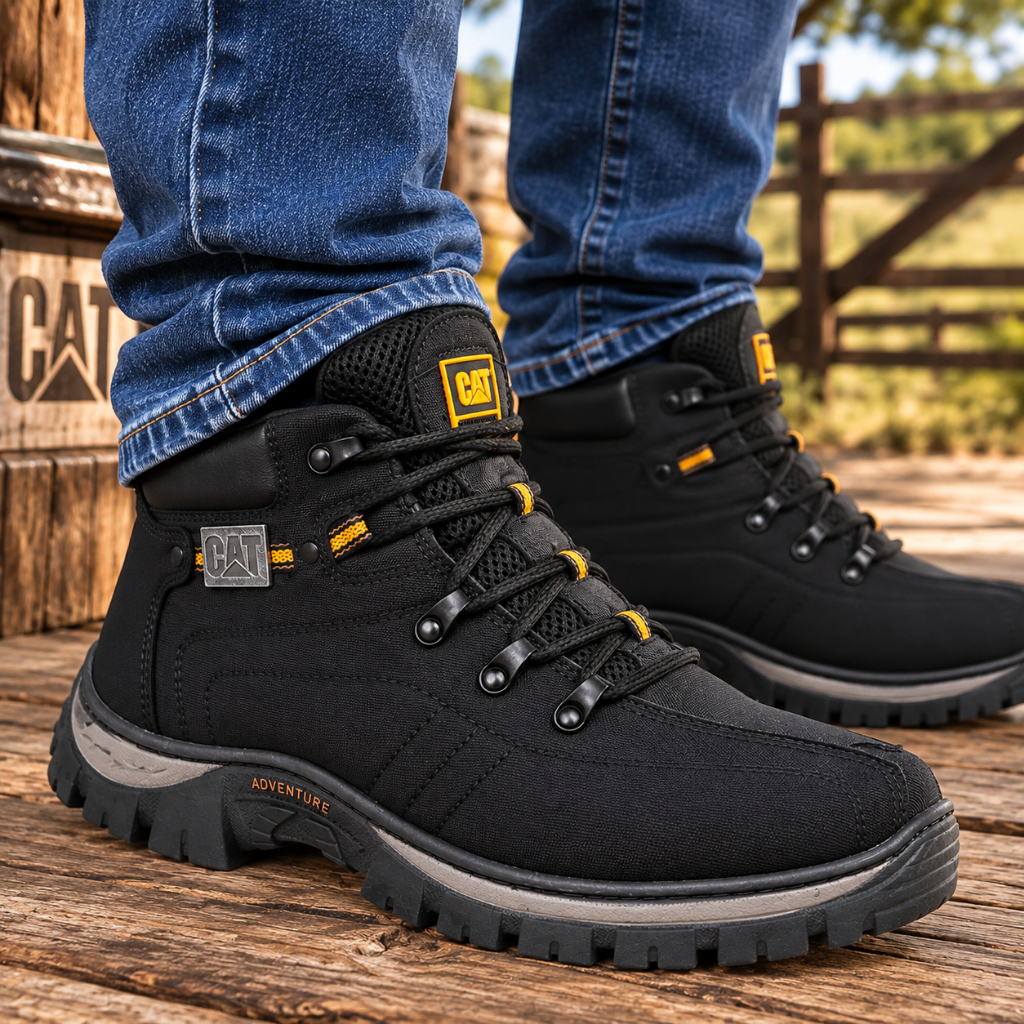 Bota Masculina Caterpillar Original Coturno Adventure Lona Sola Borracha