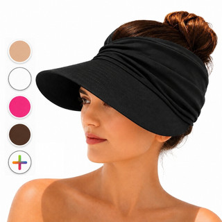 Viseira Feminina Turbante Moda Praia Piscina Dois Em Um Proteção Solar UV