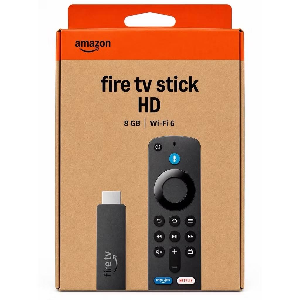 Novo Amazon Fire Tv Stick HD Wi-fi 6 Controle Remoto Por Voz Com Alexa E Atalhos Cor Preta | Sistema Vega OS