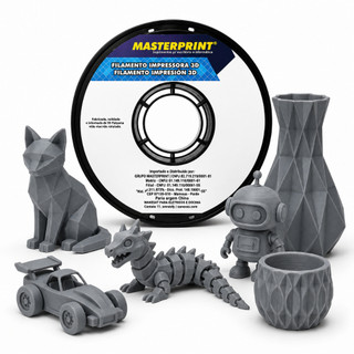 Filamento Cinza 3D PLA Hyper Speed MasterPrint 1kg 1,75mm Premium Várias Cores para Impressora 3D