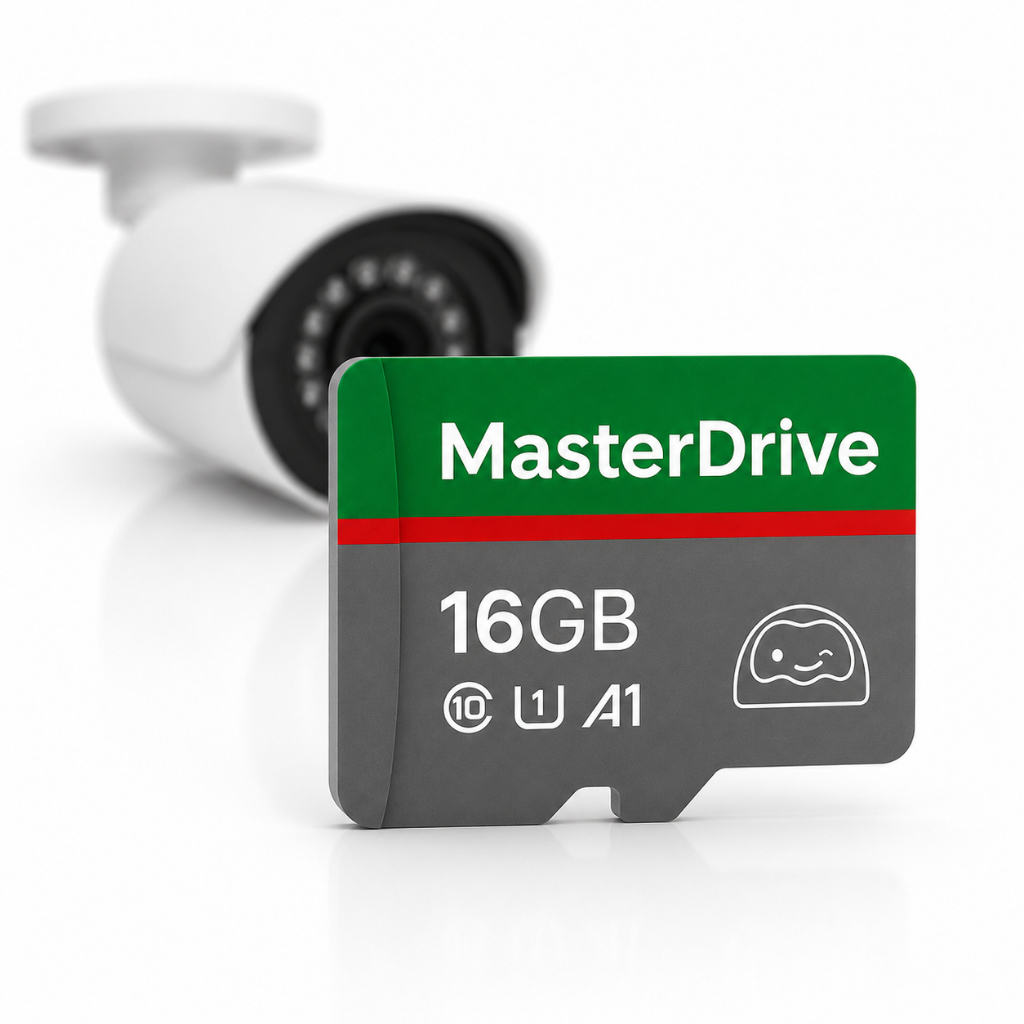 Cartão de Memória MicroSD 16GB Classe 10 A1 Original MasterDrive com Adaptador SD para Câmera de Segurança