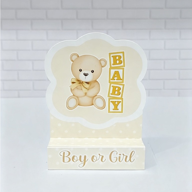 Cha Revelaçao Bege - Porta Bis Duplo Personalizado/PEGUE e MONTE/Cha Bebe/Aniversario/Lembrancinha/Festa