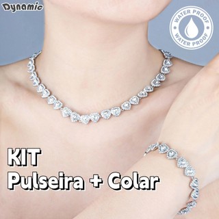 Colar em formato de coração cravejado com um diamante de 11 mm Colar em aço titânio Joia feminina requintada