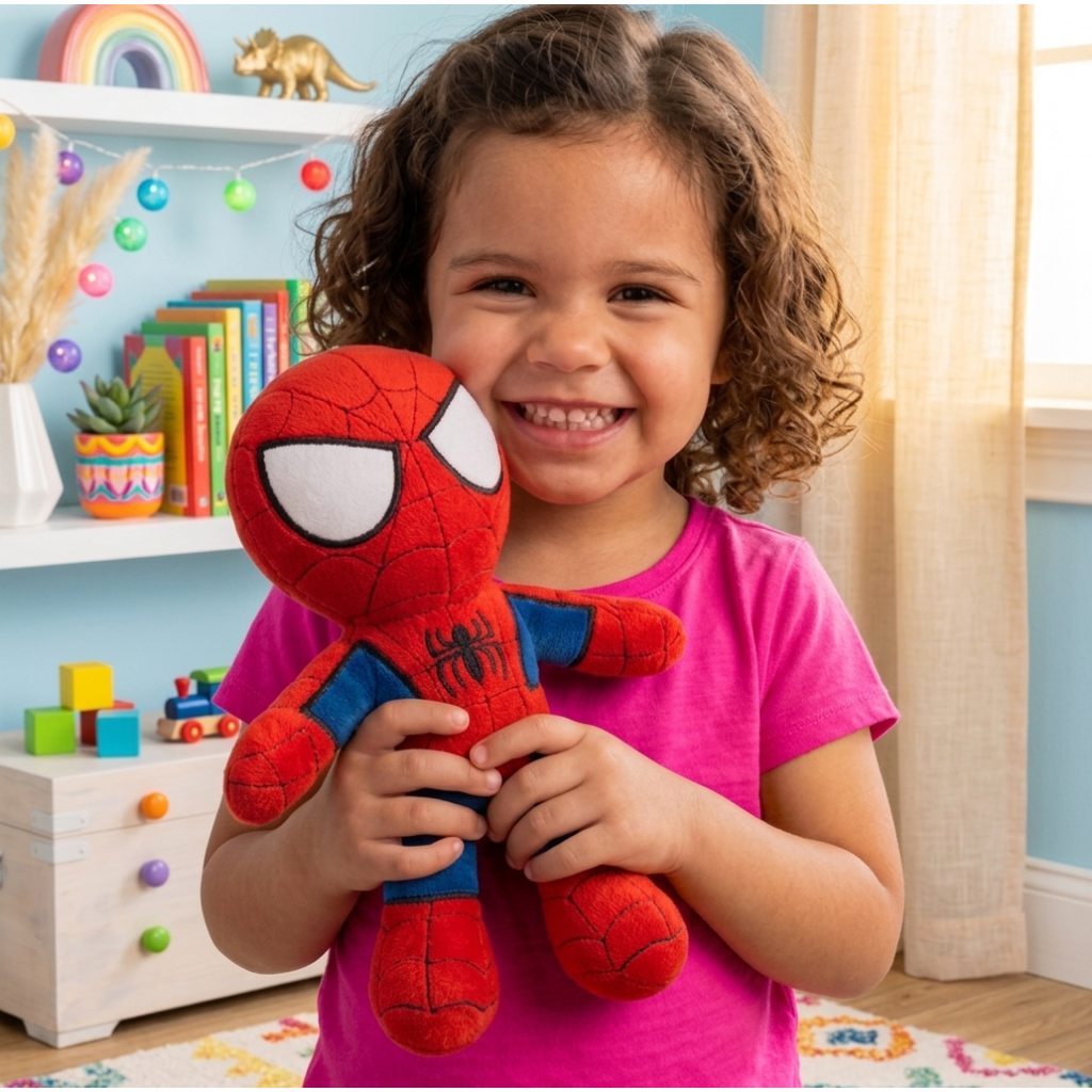 Boneco de Pelúcia Homem Aranha Personagem 27cm Antialérgico Decorar, Brincar Presentear