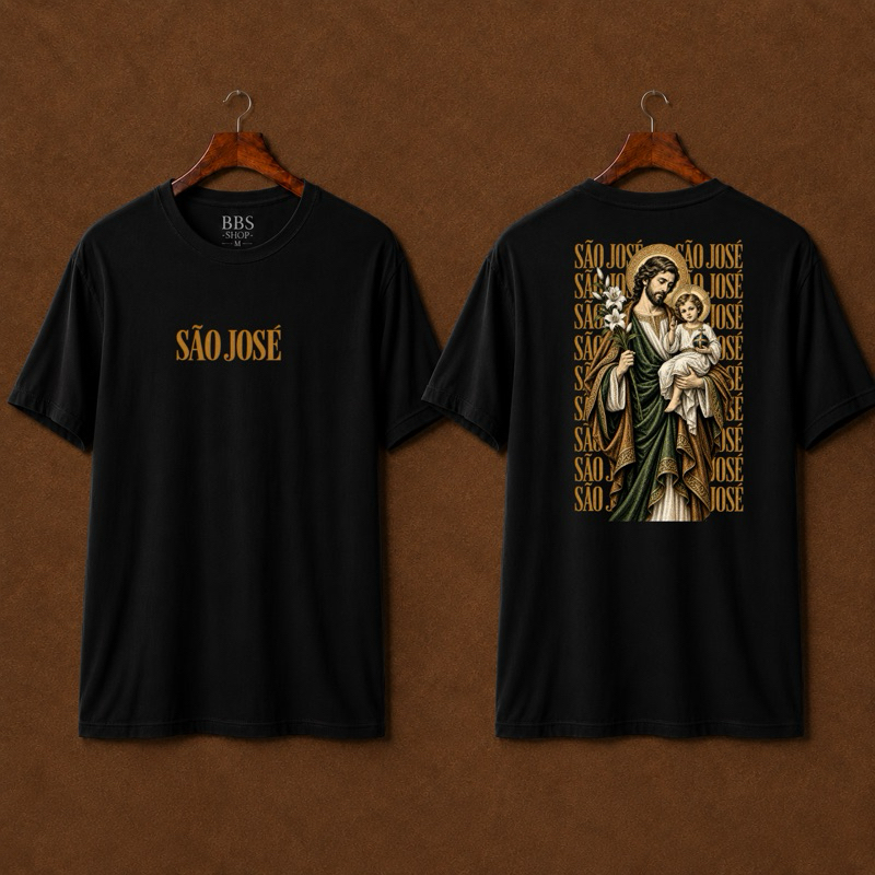 Camiseta São José Católica Unissex Camisa Religiosa Premium Pai de Jesus Fé Devoção Presente Católico DTF Estampada
