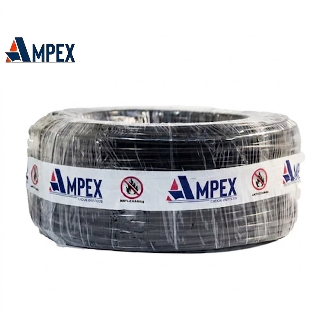 Fio Elétrico Cabo Flexível 10mm Rolo de 100m Certificado Inmetro Anti-chamas Ampex