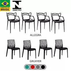 Kit 4 Cadeiras Allegra Consultório, Recepção Escritório Restaurante Igreja Área Gourmet Suporta 130kg Super Reforçada