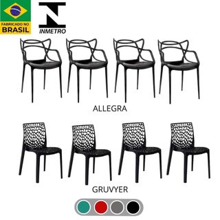 Kit 4 Cadeiras Allegra Consultório, Recepção Escritório Restaurante Igreja Área Gourmet Suporta 130kg Super Reforçada
