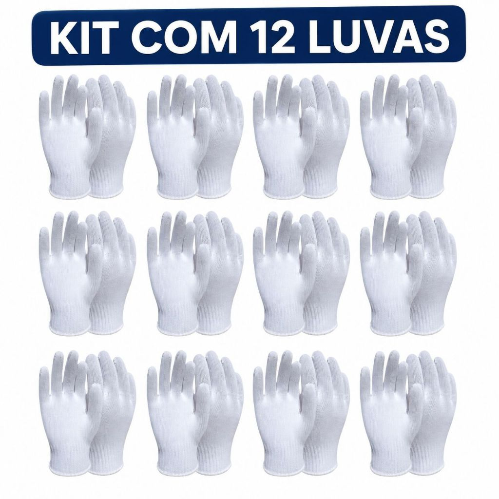 Luva Branca kit com 12 pares