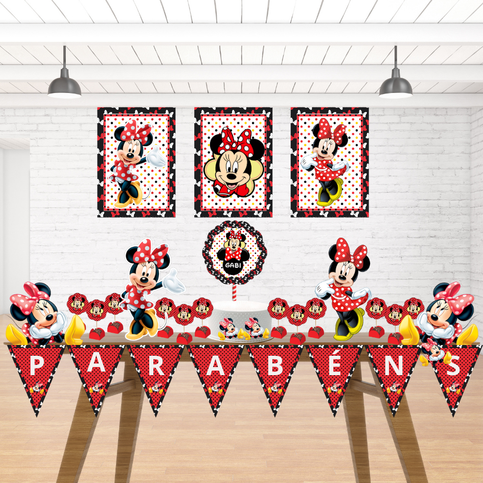 KIT FESTA MINNIE VERMELHA PERSONALIZADO SÓ UM BOLINHO|MÊSVERSÁRIO ANIVERSÁRIO|LEMBRANCINHA