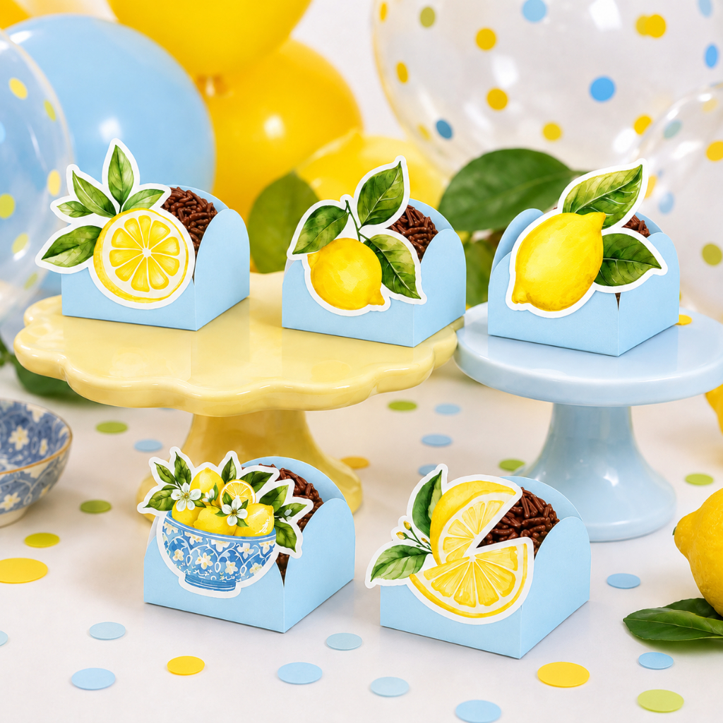50 Forminhas para Doces + 50 Apliques Limão Siciliano – Decoração Festa