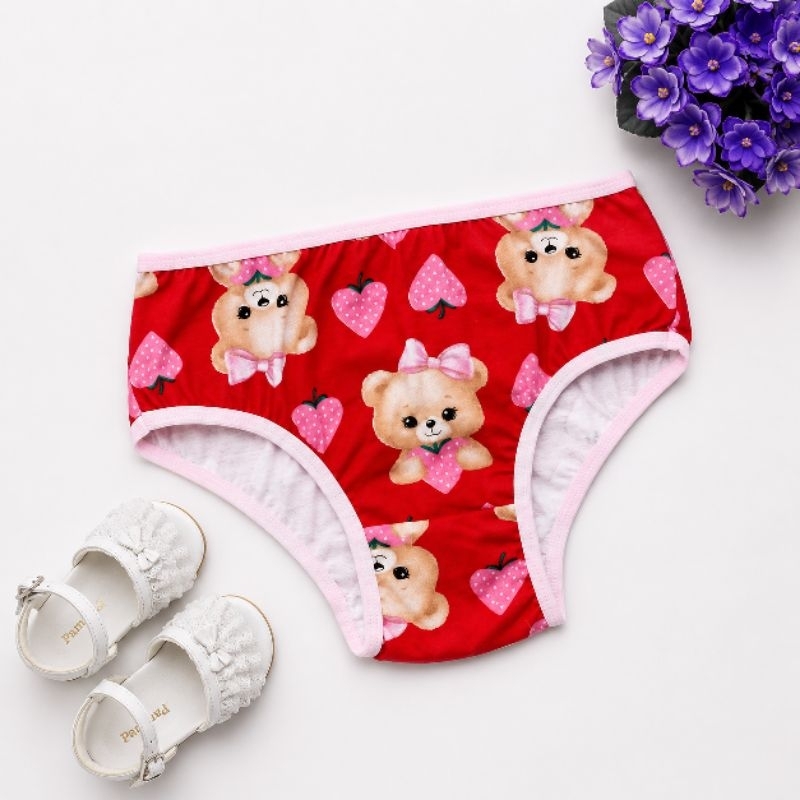 Kit 5 Calcinhas Infantil 100% Algodão Menina Moça Confortável Forro Duplo Macia Desfralde