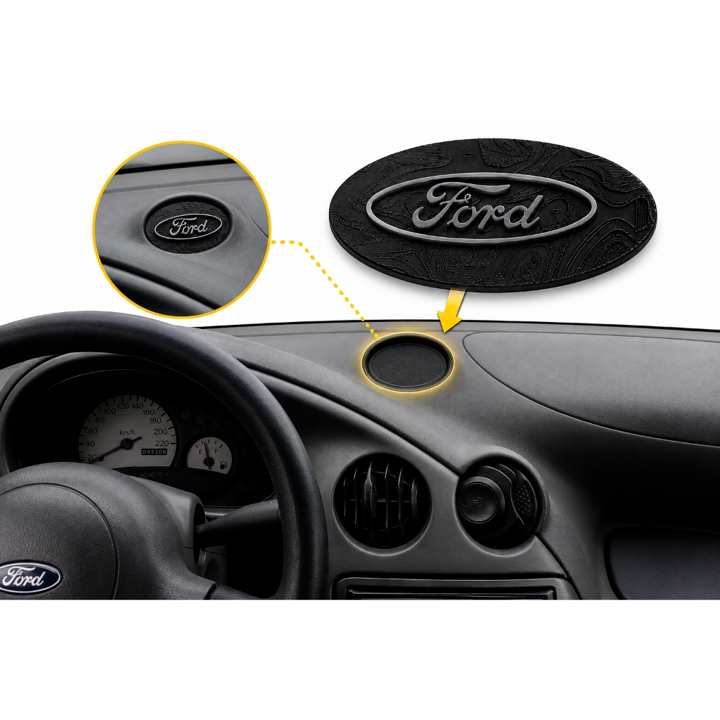 Tampa Porta Relógio Ford Ka 1999 a 2007 – Painel Central 3D