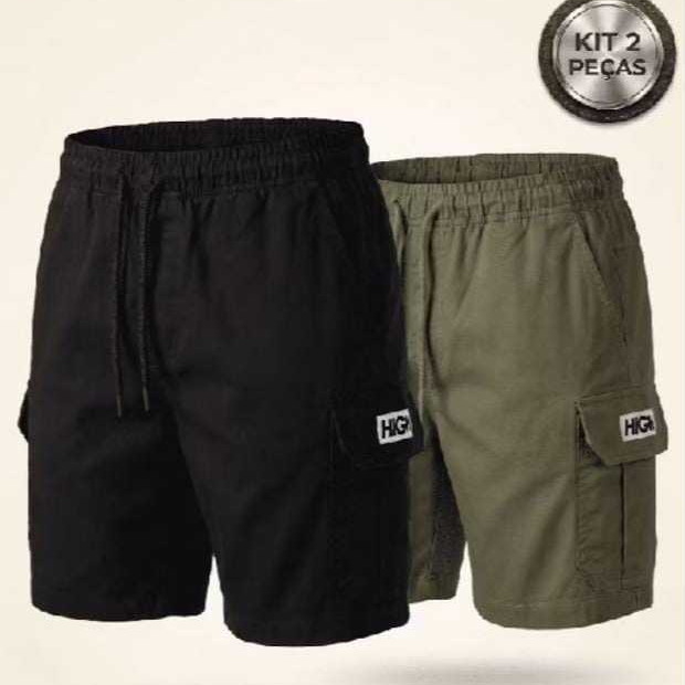 kit 2 unidades Bermuda cargo moda masculina