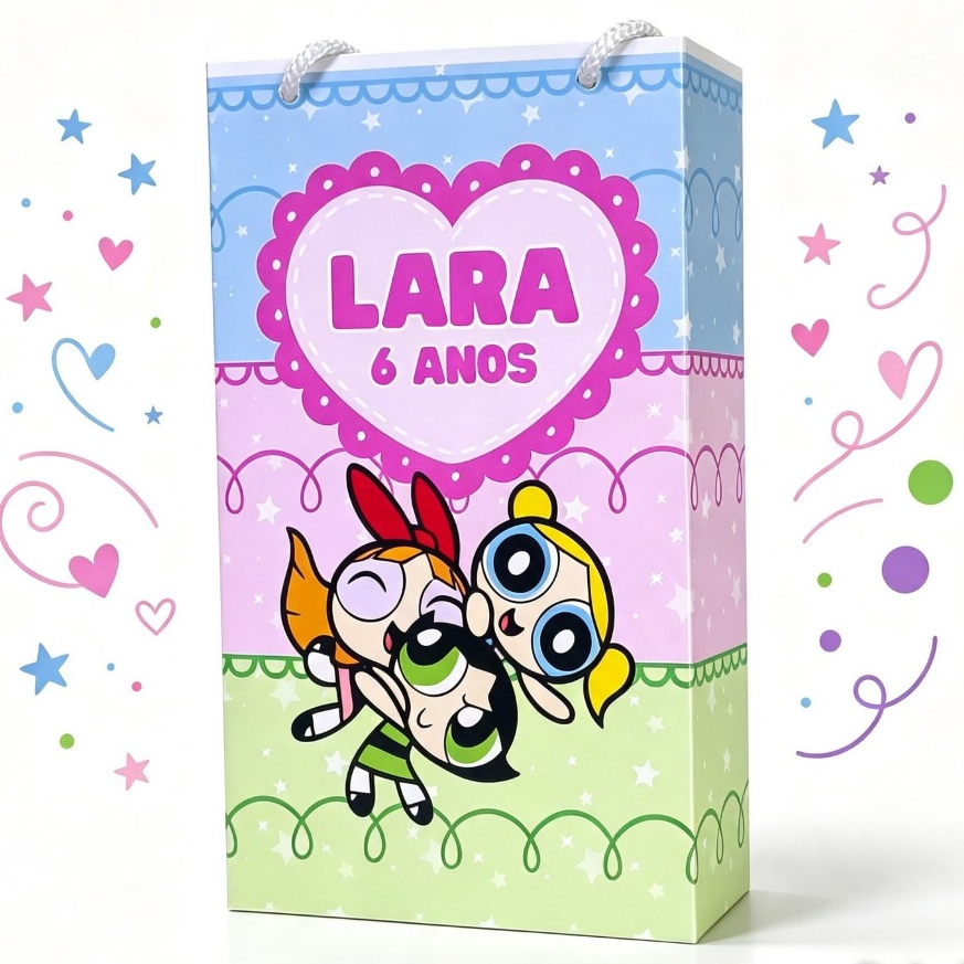 MINI SACOLINHAS SURPRESA PERSONALIZADAS - Aniversário Festa MENINAS SUPER PODEROSAS - Lembrancinhas - Kit PEGUE E MONTE