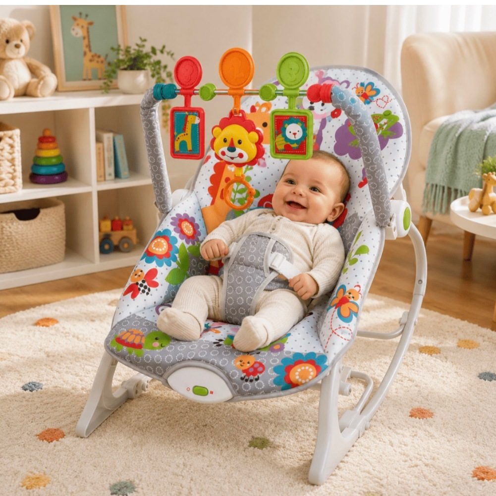 Cadeira de Descanso Vibratoria Infantil Para Bebe Musical Sons Zippy Toys Promoçao