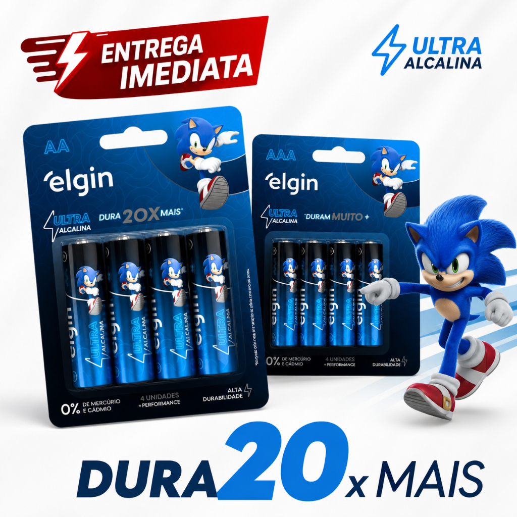 Pilha Elgin Ultra Alcalina AA ou AAA Palito Pequena Elgin