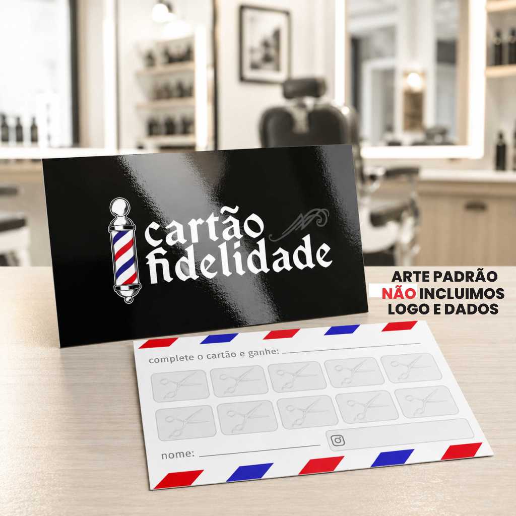 Cartão Fidelidade Pronto - Barbearia – Arte Padrão – 50, 100 e 200 unidades – Envio Rápido
