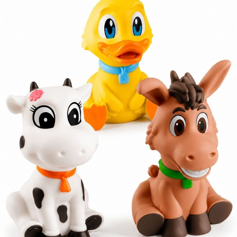 Brinquedo Fazendinha Infantil Menina Menino Banho do Bebê Vinil Macio Kit 3 Unidades