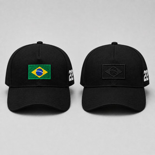 Boné Brasil Preto Bandeira 22 BORDADO ALTO PADRÃO Unissex Estilo Patriota
