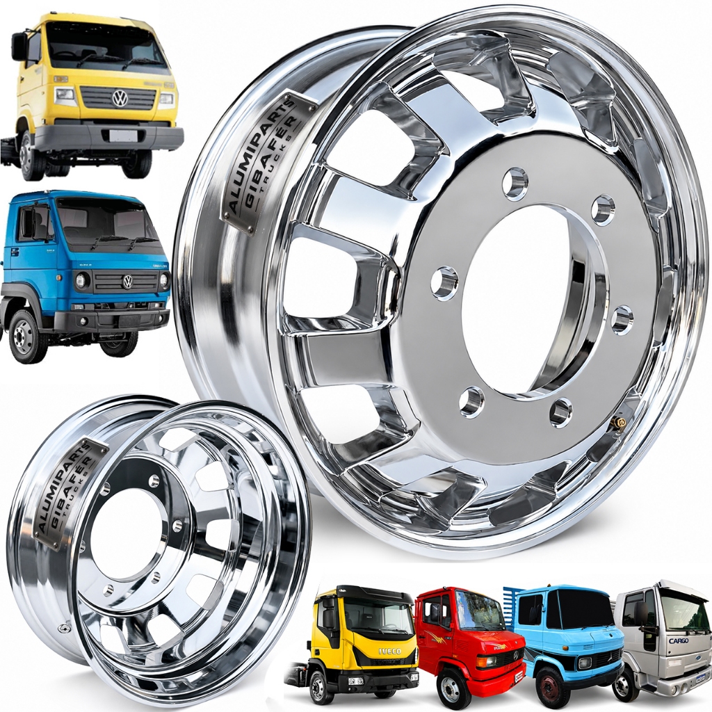 Roda Alumínio caminhão 3/4 17,5 X 6 Mb 710,712, 608, 912, 709 Alto Brilho Forjada