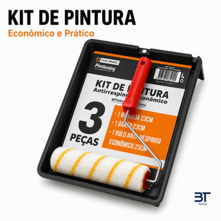 Kit Pintura Completo Bandeja Rolo de Pintura Garfo Suporte Para Parede Tinta Casa