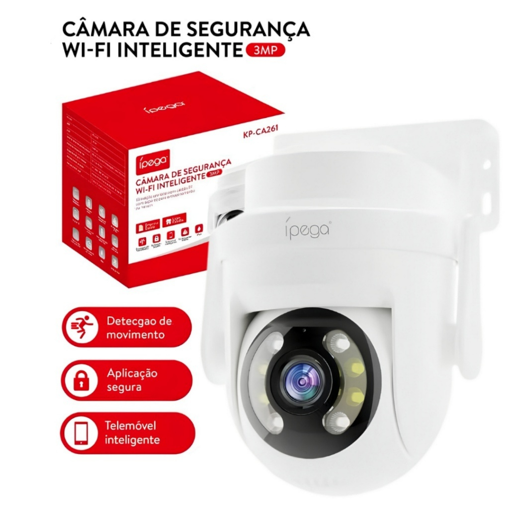 Câmera PTZ Wi-Fi KP-CA261 3MP com App SightSys Armazenamento Nuvem e MicroSD